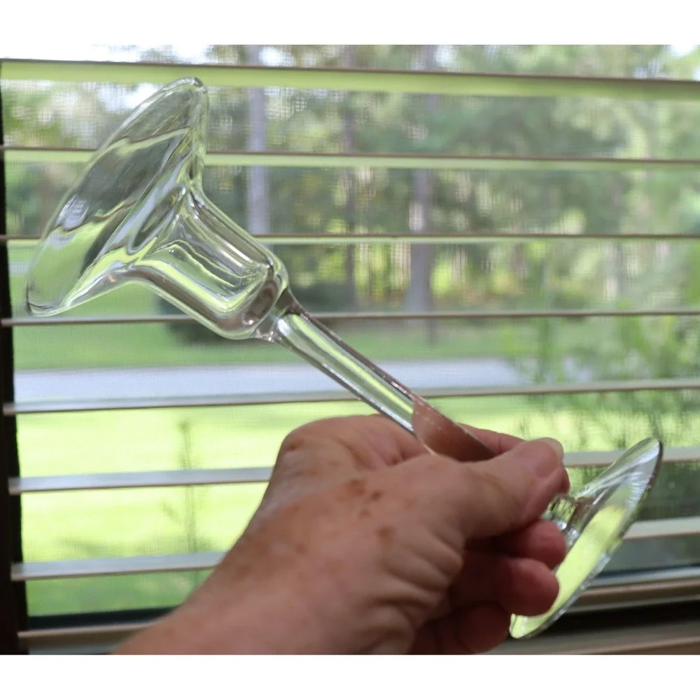 Pair Clear Hand Blown Glass Taper Candlestick Holders 6.75